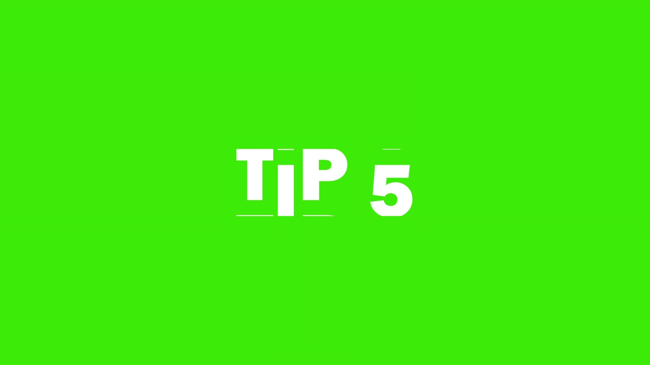 Tip 5 text Animation slot machine effect on a green screen