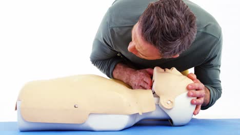 male paramedic during cardiopulmonary resuscitation training