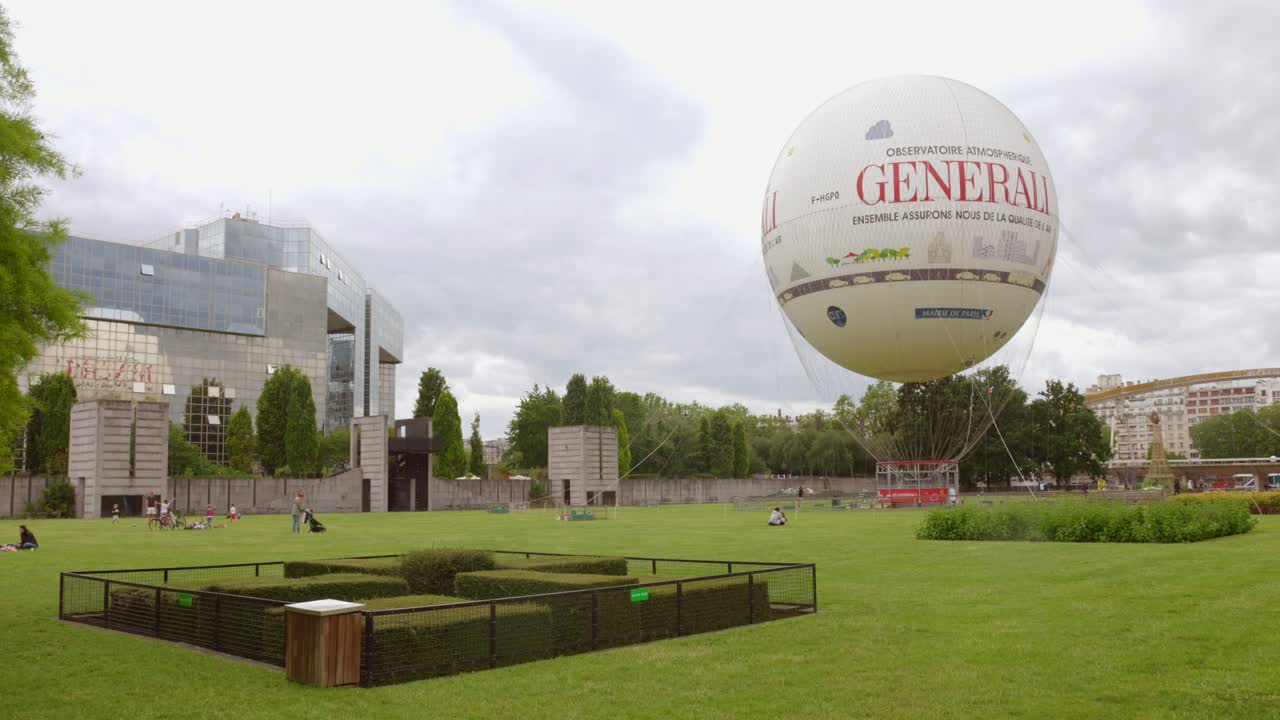 Hot Air Balloon Over Parisian Park