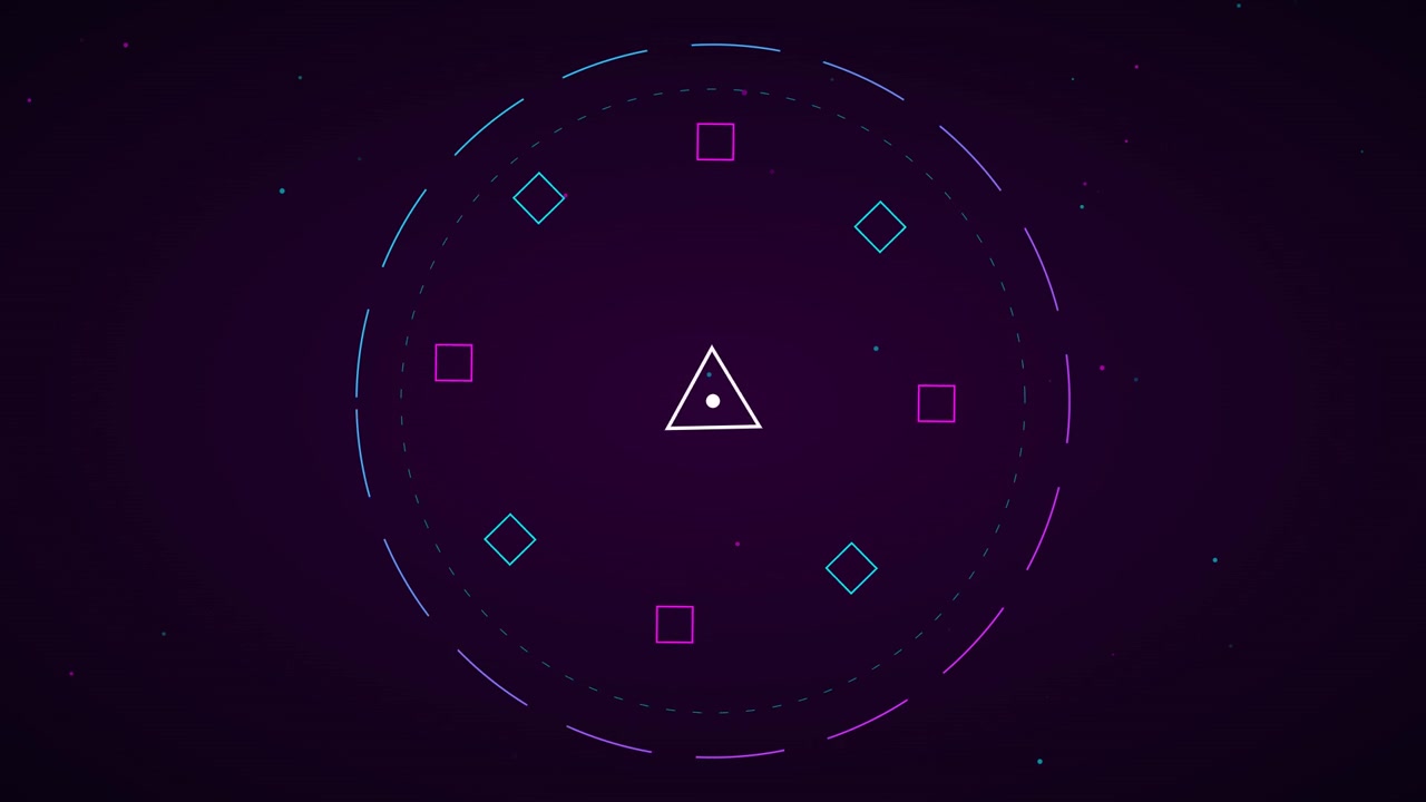 Abstract Digital Interface with Rotating Geometric Shapes