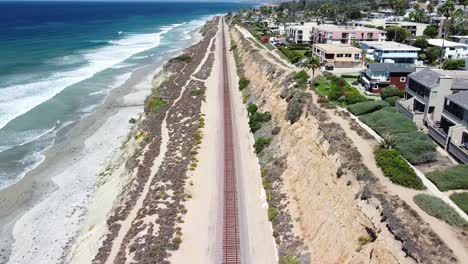 arial shot of delmar coastline, amtrack train