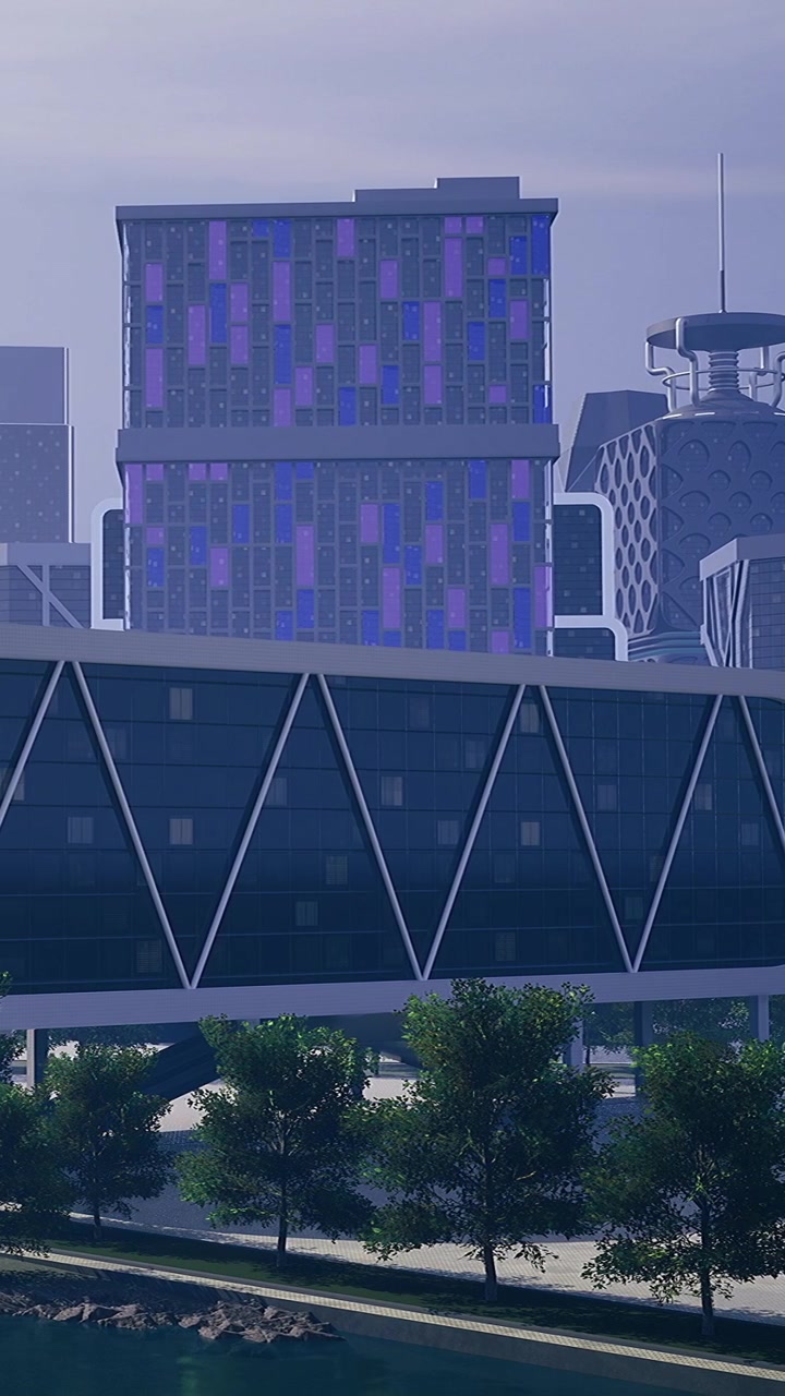 Edifici moderni con strutture in vetro e metallo in contesto urbano