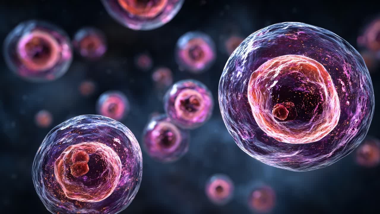 Exploring the Fascinating World of Cells: A Close-Up View of Cellular Structures Revealing Their Intricate Details and Vibrant Colors in a Deep Space Background