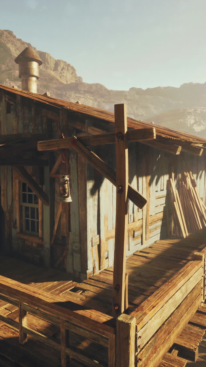 vieja cabaña de madera en el desierto
