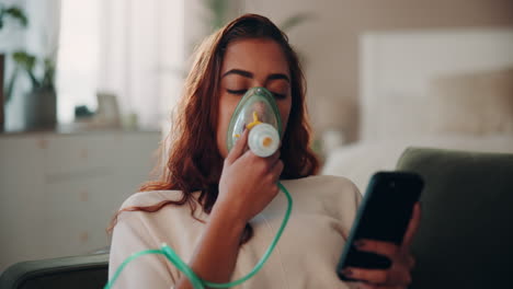 woman using an inhaler at home