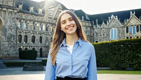 young woman on university campus