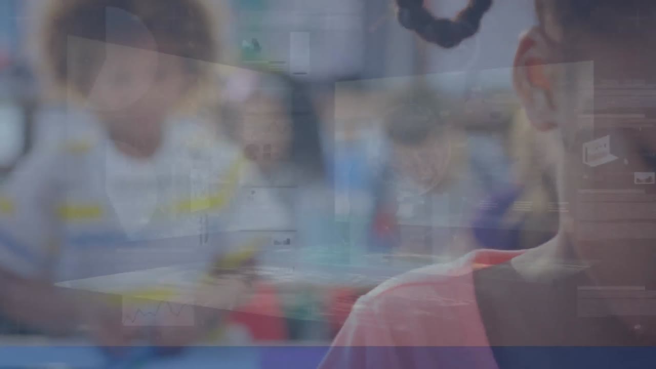 様々な学童に対するデータ処理のアニメーション