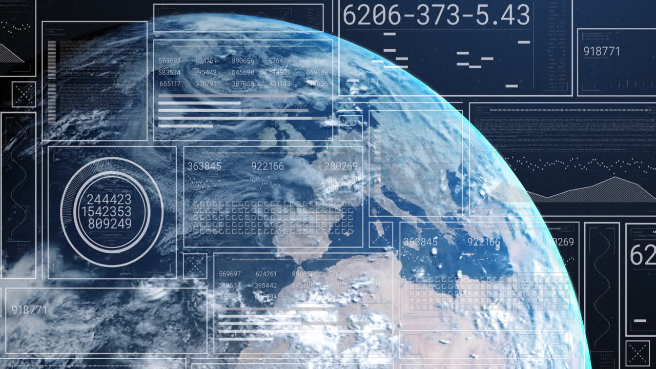 animación del procesamiento de datos financieros en todo el mundo