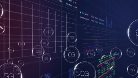 network of digital icons and data processing over network of connections against warehouse