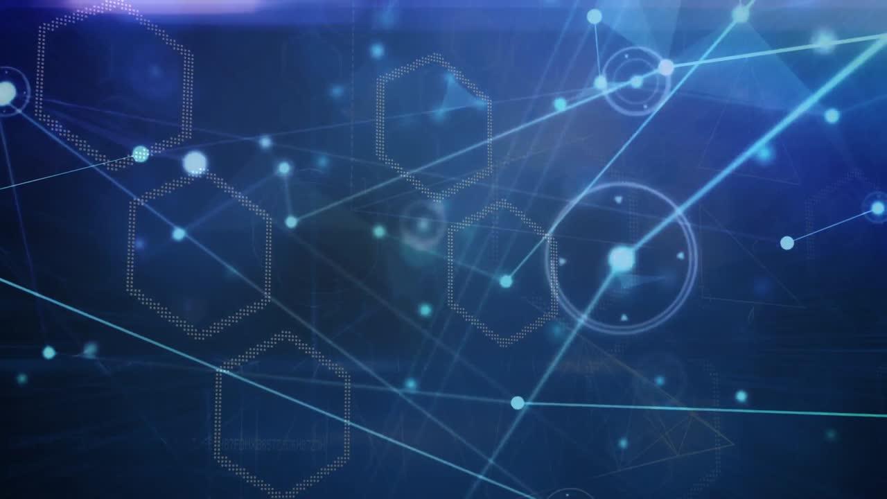 animación de la red de conexiones con puntos sobre fondo oscuro