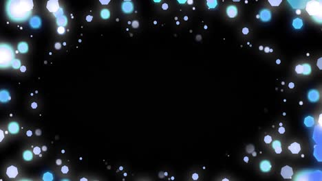 animation of christmas fairy lights with copy space over black background