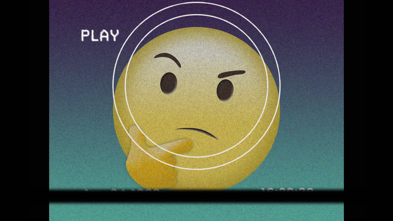 플레이 디지털 인터페이스와 에모지 아이콘의 애니메이션 화면에 범위와 함께 오류