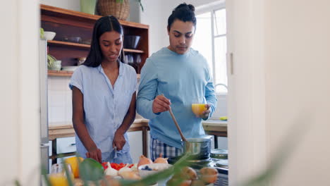 love, cooking and couple in the kitchen
