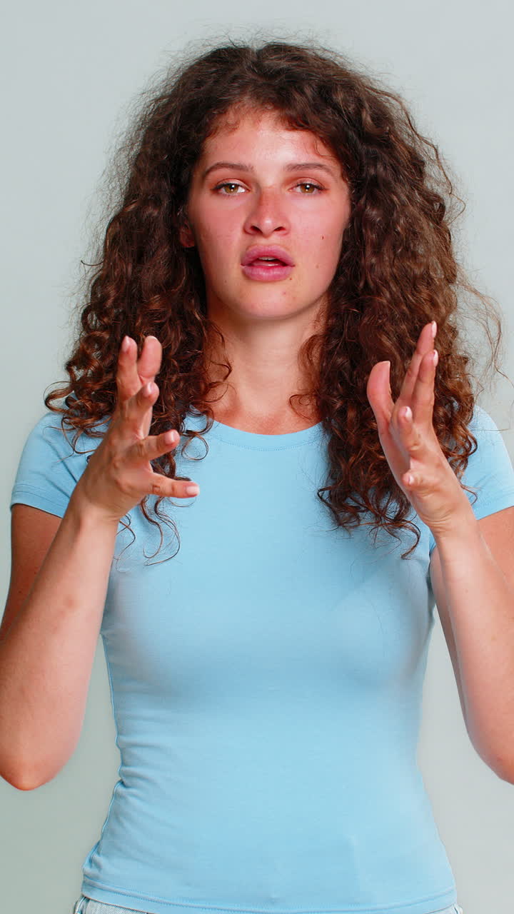 Woman disappointed upset losing game receiving bad news sad negative emotional frustrated reaction