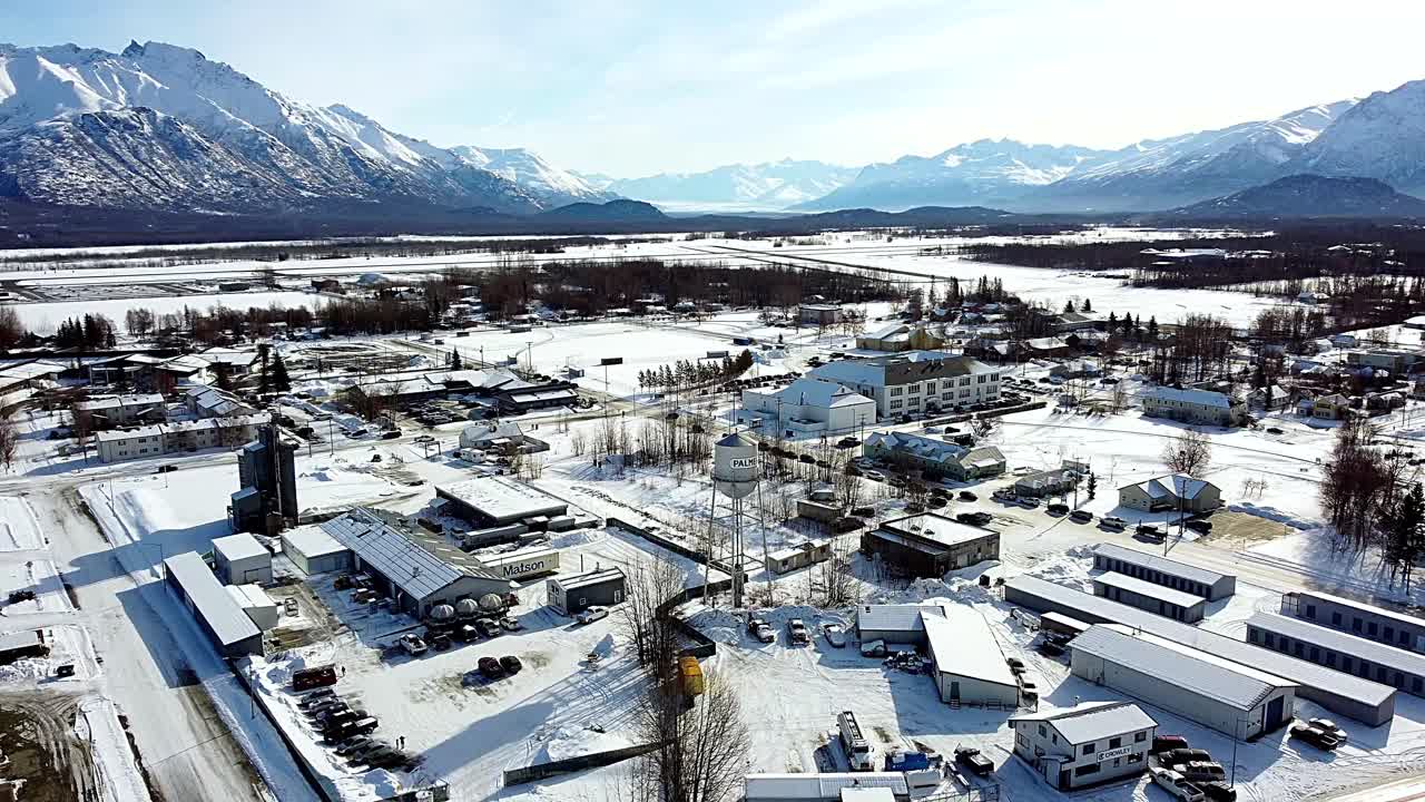 video aéreo 4k 30fps del centro de palmer, alaska
