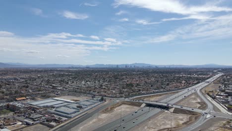 summerlin, las vegas , usa drone rising above freeway intersection