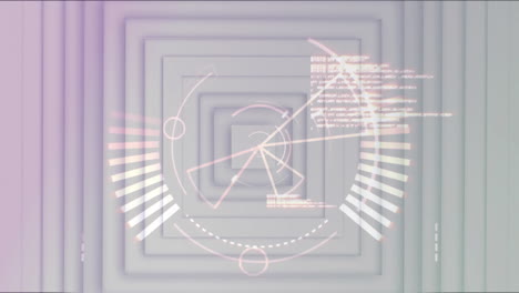 animación del círculo de carga y el lenguaje informático sobre un fondo de textura cuadrada