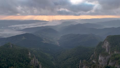 majestic mountain sunset: aerial view of a breathtaking landscape