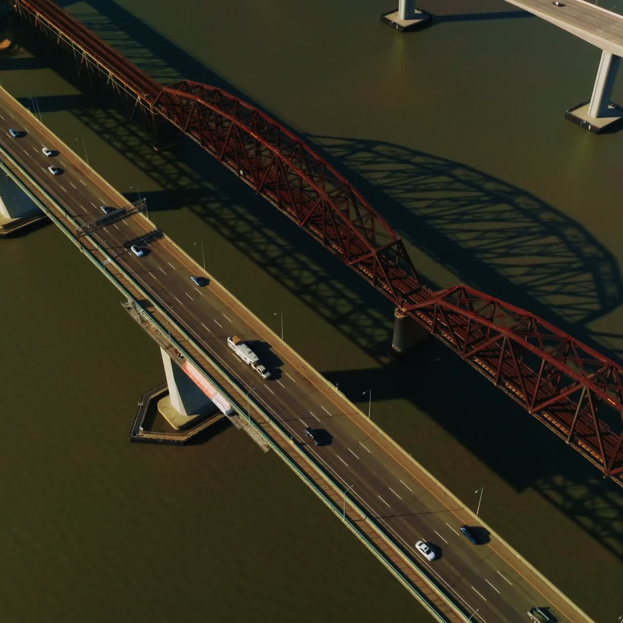 Aerial view of Martinez bridge. Highway california bridge