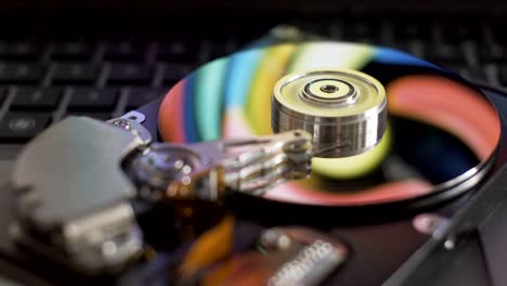 colorful hard drive working process.