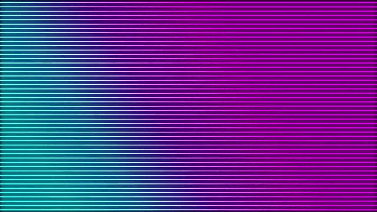 animación de líneas horizontales brillantes de neón de rosa a azul sobre fondo negro