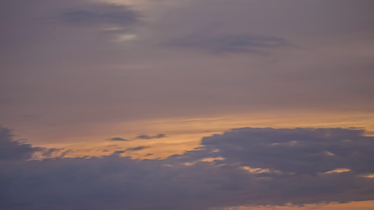 Moving Grey Clouds With Orange Sunset Light