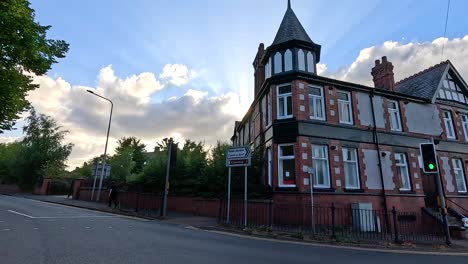 traffic lights and building in wrexham, wales