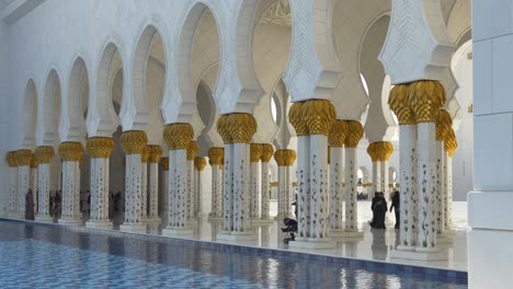 sunny day abu dhabi city most famous great mosque side hall panorama 4k united arab emirates