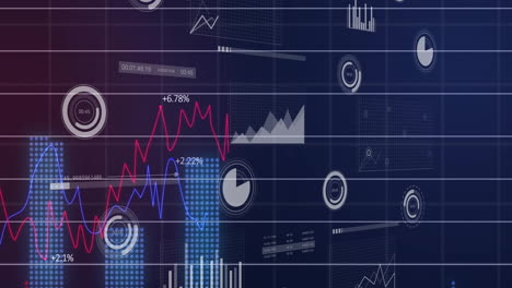 animación del procesamiento de datos financieros sobre un fondo oscuro