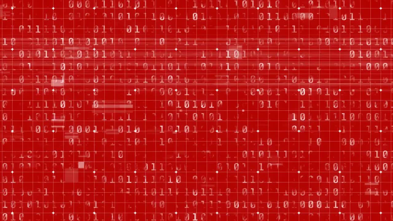 Animation of interference and binary coding on red background