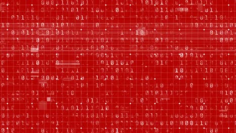 animación de interferencia y codificación binaria en fondo rojo