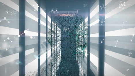 animación del giro digital de la cabeza humana y procesamiento de datos