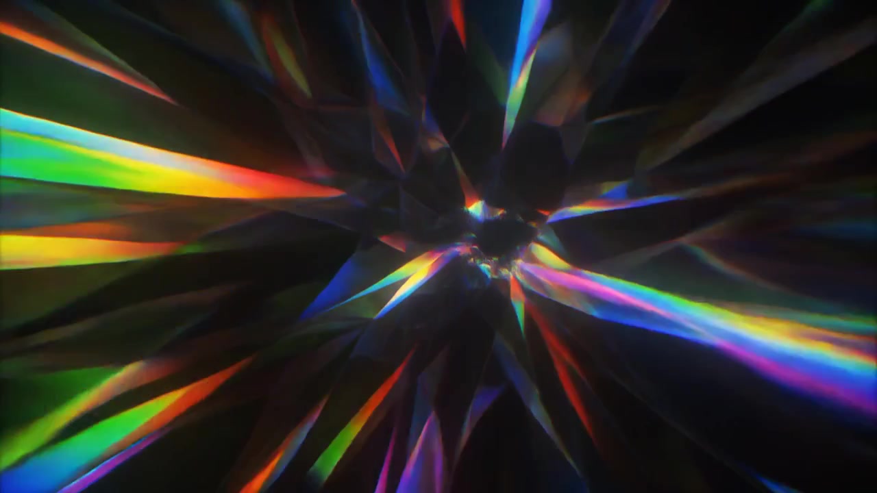 Rifrazione della luce di un prisma astratto attraverso il vetro di cristallo.