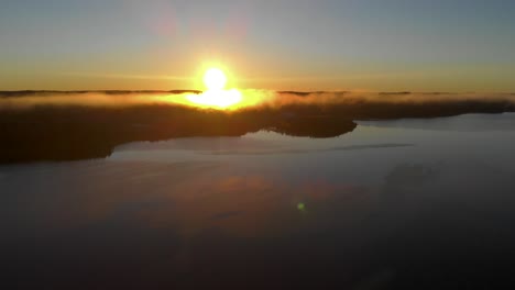 aerial view from colorful sky with clouds and sun