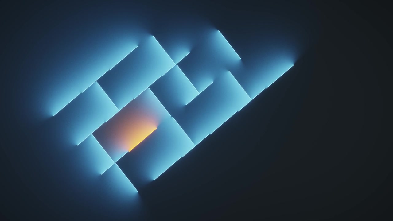 Abstract Animation of Glowing Blue and Orange Neon Bars
