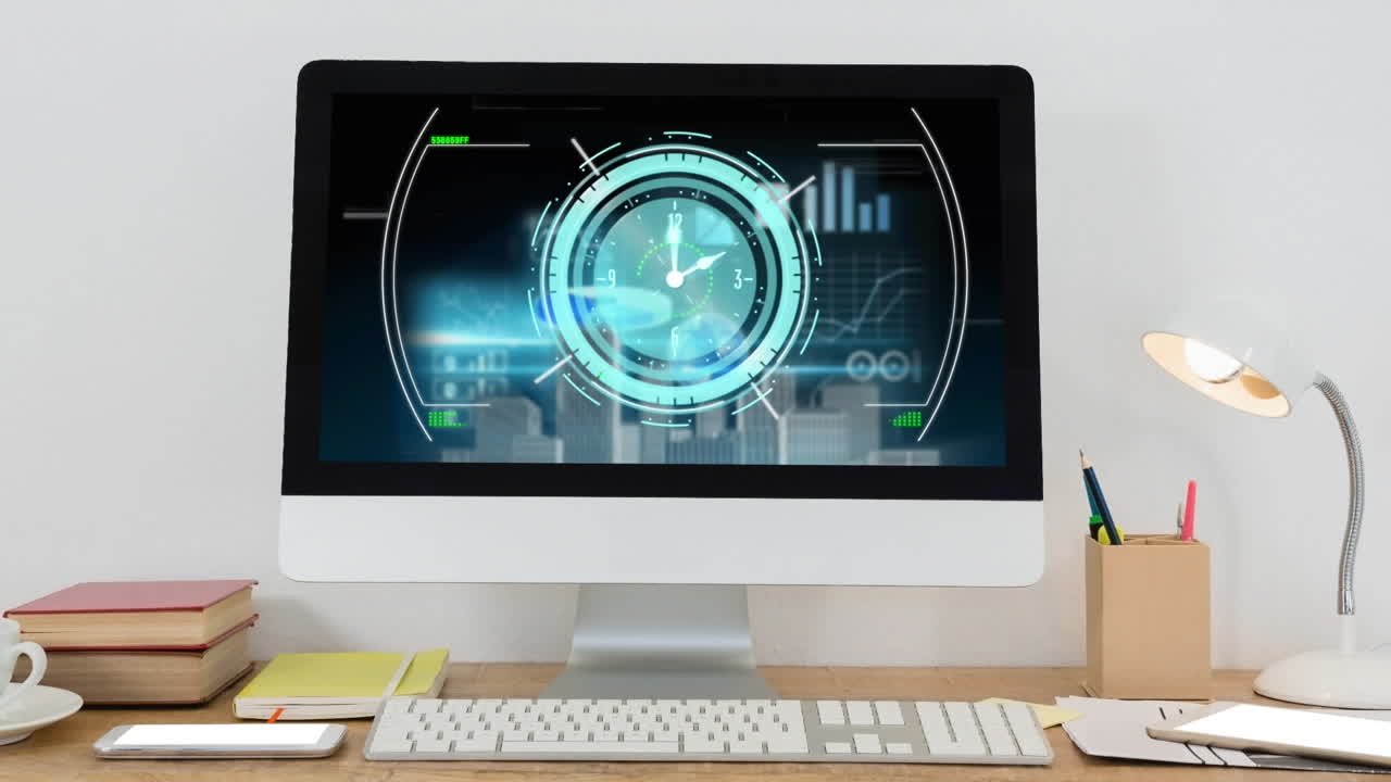 animación del procesamiento de datos en la pantalla de la computadora.