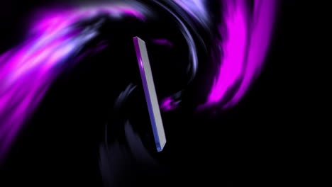 animation of smartphone over light trails on black background