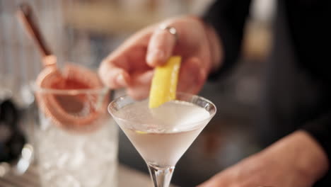 bartender preparing a martini