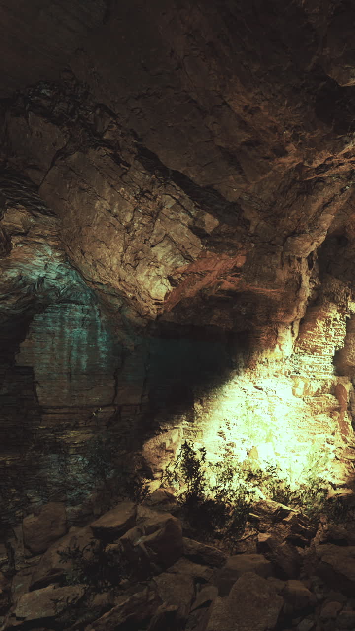 Esplorando una grotta con formazioni rocciose naturali e riflessi di luce