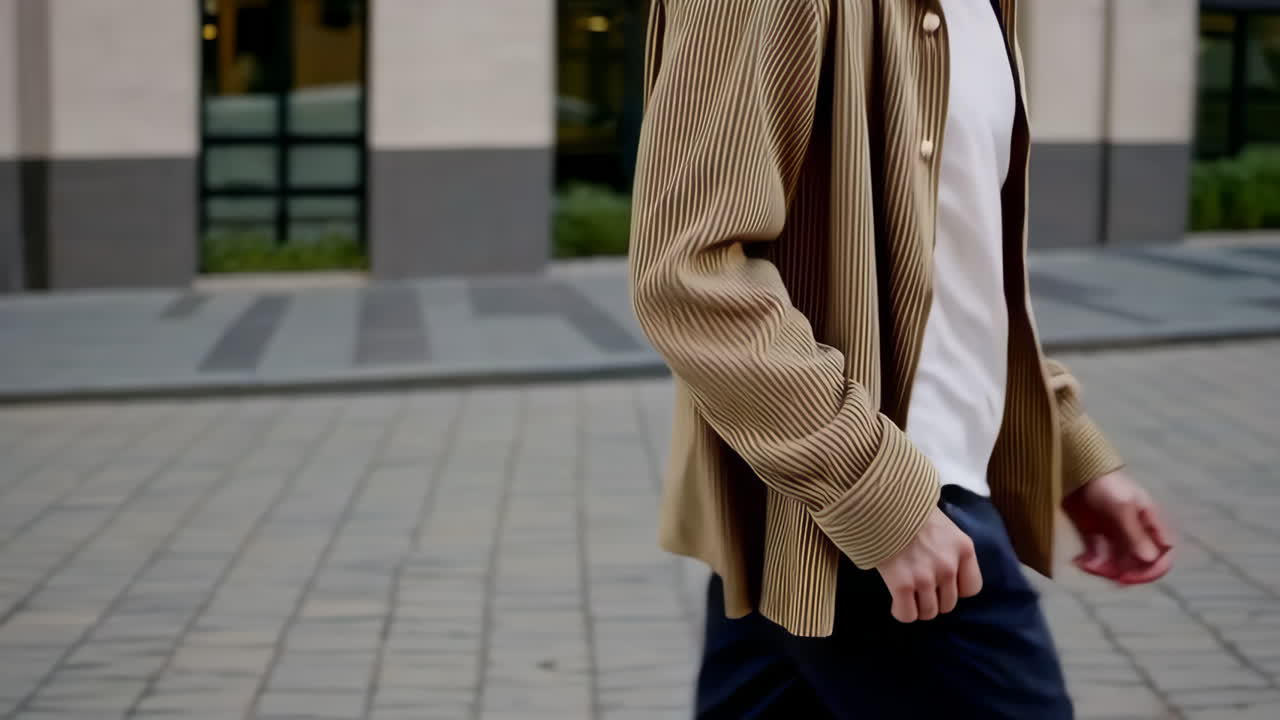 Ein Mann geht auf einer Stadtstraße
