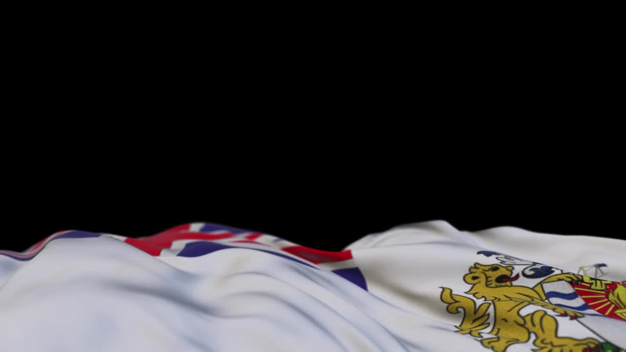 영국 남극 영토 (british antarctic territory) 의 발이 바람에 흔들리고, 브리티시 안타르틱 영토의 발은 바람에 떠다니며, 반 채워진 검은색 배경, 문자 표시 장소, 20 초 루프.