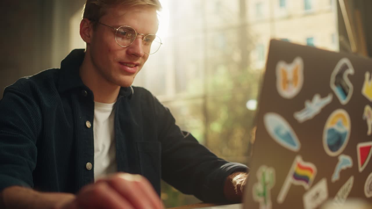 ingeniero de software masculino enfocado codificando en una computadora portátil mientras trabaja con inspiración en un moderno loft. hombre moderno creando algo nuevo. freelancer moderno en el concepto de trabajo remoto