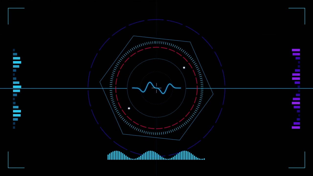 Futuristic Digital HUD Interface with Oscillating Waveform