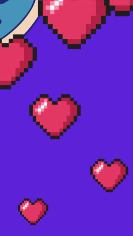 animation of heart and donut icons on blue background