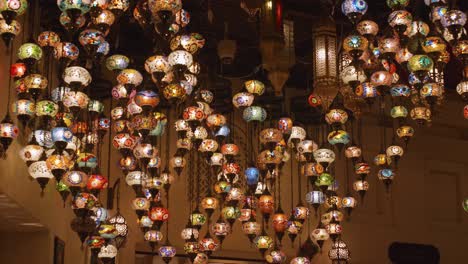 colorful arabic style chandeliers hanging from the ceiling