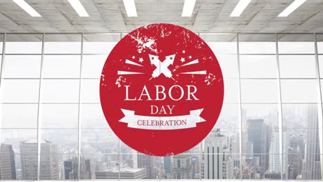 Animation-of-labor-day-celebration-text-over-cityscape