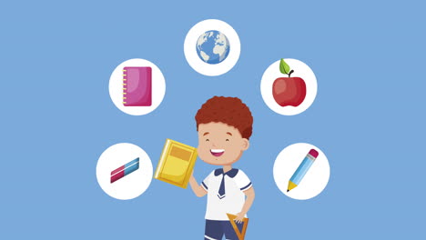 animación de personajes de niños estudiantes