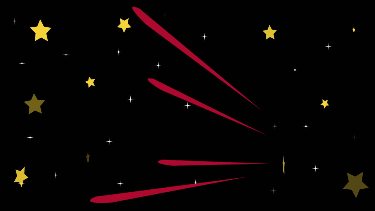 Animation of stars and red lines on black background
