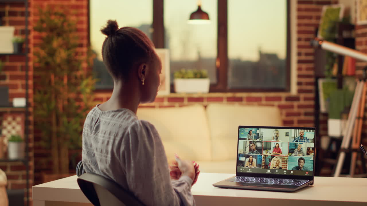 African american adult on videocall