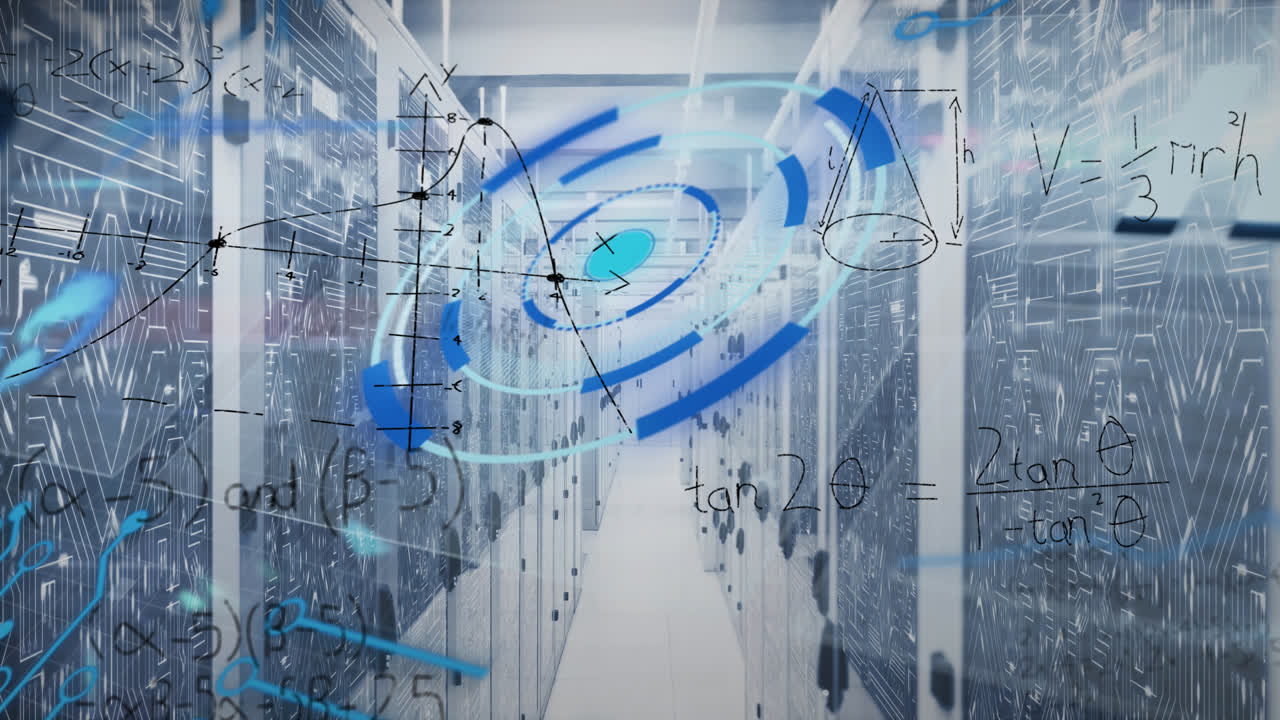 animación del procesamiento de datos en la sala de servidores